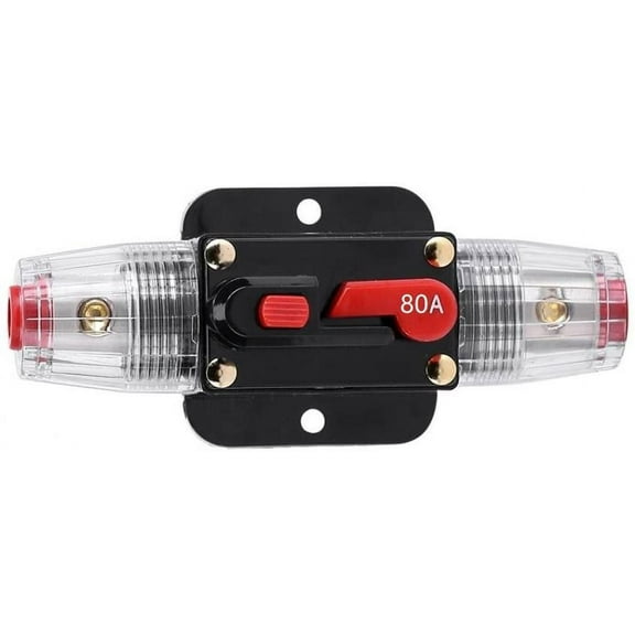 Absolute ICB80 4/8 AWG 80 Amp in-line Circuit Breaker with Manual Reset with Manual Reset Car Auto Marine Boat Stereo