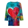 thumbnail image 4 of Resicozy Valentines Shirts for Women Fashion 2026 Cute Love Heart Printed Tunic Tops Plus Size Casual Spring 3/4 Sleeve Blouses Blue S, 4 of 5