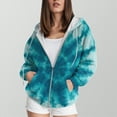 thumbnail image 2 of Towmus Womens Zip Up Hoodies Long Sleeve Crew Neck Printed Trendy Oversize Tops Drawstring Gradient Hoodies with Pockets for Fall Winter, 2 of 5