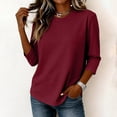 thumbnail image 6 of 3/4 length Sleeve Shirts for Women,Soft Stretchy Wrinkle-Free Tops,Casual Crew Neck T Shirt for Work Daily Fall, S, 6 of 6