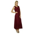 thumbnail image 4 of Bimba Women Maroon A-Line Maxi Dress Sleeveless Casual Boho Chic Clothing, 4 of 6