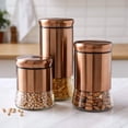 thumbnail image 3 of Set of 3 Glass Canisters with Bronze Stainless Steel Cover and Lids,28/38/50, 3 of 7