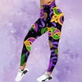 thumbnail image 2 of Arlun Mardi Gras Shiny Print Leggings for Women High Waist Tummy Control Yoga Pants New Carnival Patterned Tights Lifting Slim Fitting Sports Fitness Casual Pants 2-Purple S, 2 of 4