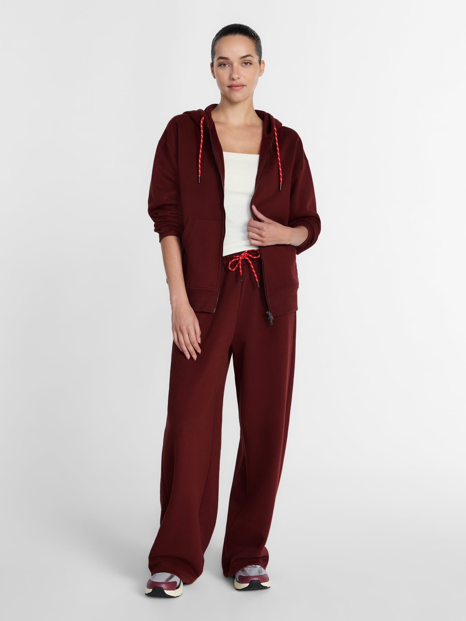 Athletic Works Women's Wide Leg Fleece Pants, 30'' Inseam, Sizes XS-XXXL