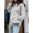 thumbnail image 6 of Womens Long Sleeve Sweater Autumn Oversized Cropped Sweaters Casual Sailboat Print Crewneck Knit Tops Light Gray L, 6 of 8