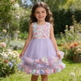 thumbnail image 2 of XEGLSBU Dresses for Girls Sleeveless Floral Dress Layered Party Tutu Skirt for Celebration ( Purple Size9-10 Years ), 2 of 6
