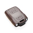 thumbnail image 3 of Vitodeco Genuine Leather Key Fob Case Cover Compatible for 2019-2021 GMC Sierra, Canyon, Chevy Silverado 1500, Tahoe, Colorado, Suburban (4-Button, Brown), 3 of 5