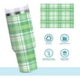 thumbnail image 5 of 40 oz Tumbler with Handle Lid and Straw Insulated Water Tumbler Stainless Steel Water Cup Mug Bottle Reusable Cup Holder Friendly Green Plaid, 5 of 6