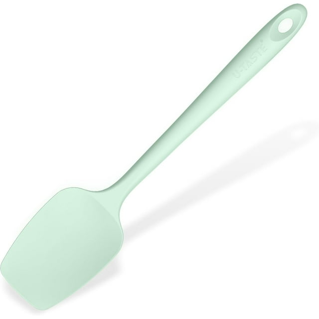 Spatule-cuillère en Silicone Résistante à la Chaleur : U-Taste 600 °F Haute Chaleur Flexible 11,38 Po Mélange, Remuage, Cuisson, Raclage, Pâtisserie, Grattoir de Bol en Silicone Sans Joints, Étaleur pour Batterie de Cuisine Antiadhésive (Vert Pâle)