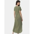 thumbnail image 2 of Women's V-Neck Casual Loose Short Sleeve Long T-Shirt Dress Split Maxi Dress with Side Pocket, 2 of 6