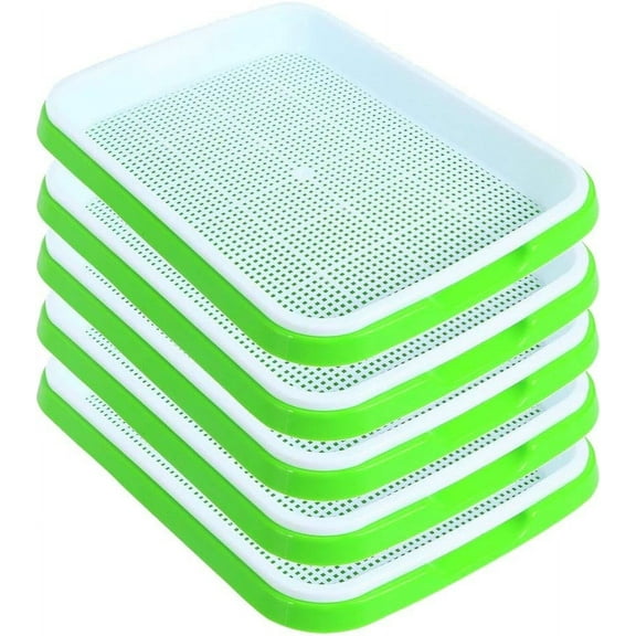QCQHDU 5Pcs Seed Sprouter Tray with Drain Holes, BPA Free Nursery Healthy Wheatgrass Seeds Grower & Storage Trays for Garden Home Office