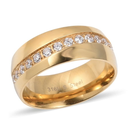 Ring Guards Yellow Jewelry - Band Ring Stainless Steel Yellow Plating Gift Jewelry for Women Size 8 Ct 1.6