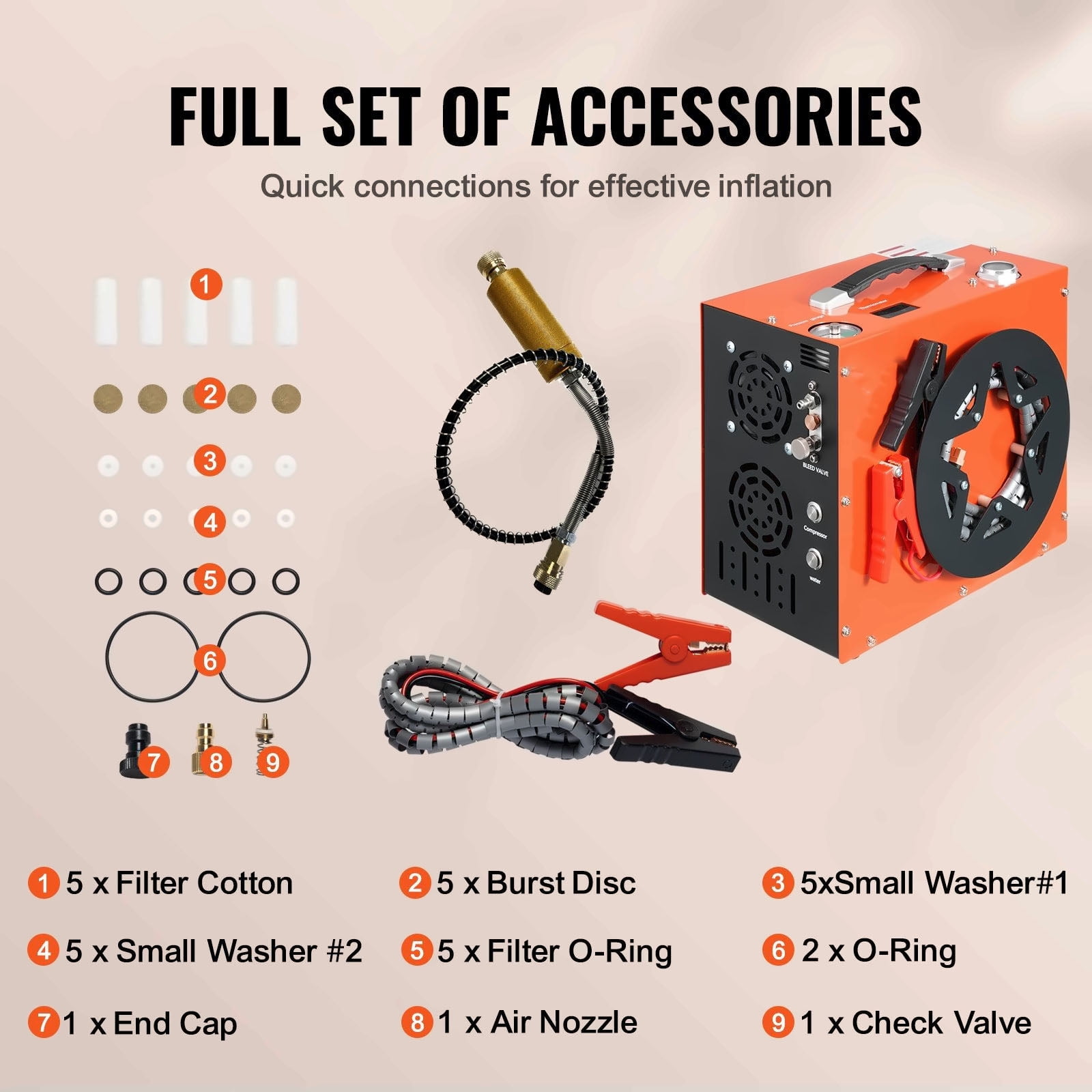 PCP Air Compressor 4500PSI, Portable Airgun Compressor with Water & Fan Cooling, Auto-Stop, DC 12V/AC 120V, for Paintball, Scuba & PCP Rifles