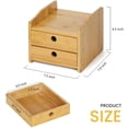 thumbnail image 3 of Office Desktop Organizer Bamboo Countertop Storage Shelf with 2 Drawers for Office Supplies, 3 of 3