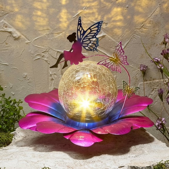 Solar Flower Garden Decor With Fairy Accent