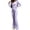 Purple, variant on 2 Piece Women's Velvet Tracksuit Set, Fall Casual Long Sleeve Zip-Up Crop Hoodies & Flared Pants Workout Outfit, S-XXL