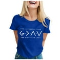thumbnail image 1 of TSADFHJI Hauts de Noël Élégants pour Femmes, Dieu Vert Est Plus Grand Que les Hauts et les Bas, T-Shirt à Manches Courtes, Graphique, TG Bleu, 1 of 4