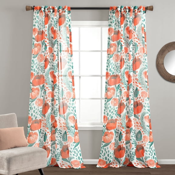 Lush Decor Poppy Garden Room Darkening Panel Pair