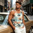 thumbnail image 3 of Men's Beach Tank Tops Hawaii Palm Tree Graphic Sleeveless Workout Shirts Loose Fit Summer Vacation Top, 3 of 4