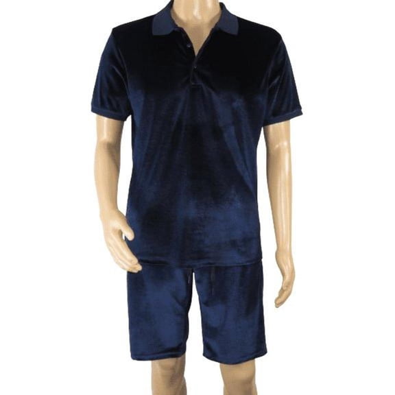 Men 2pc Stacy Adams leisure jogging suit Shorts Set Summer 3820 Navy Velvet