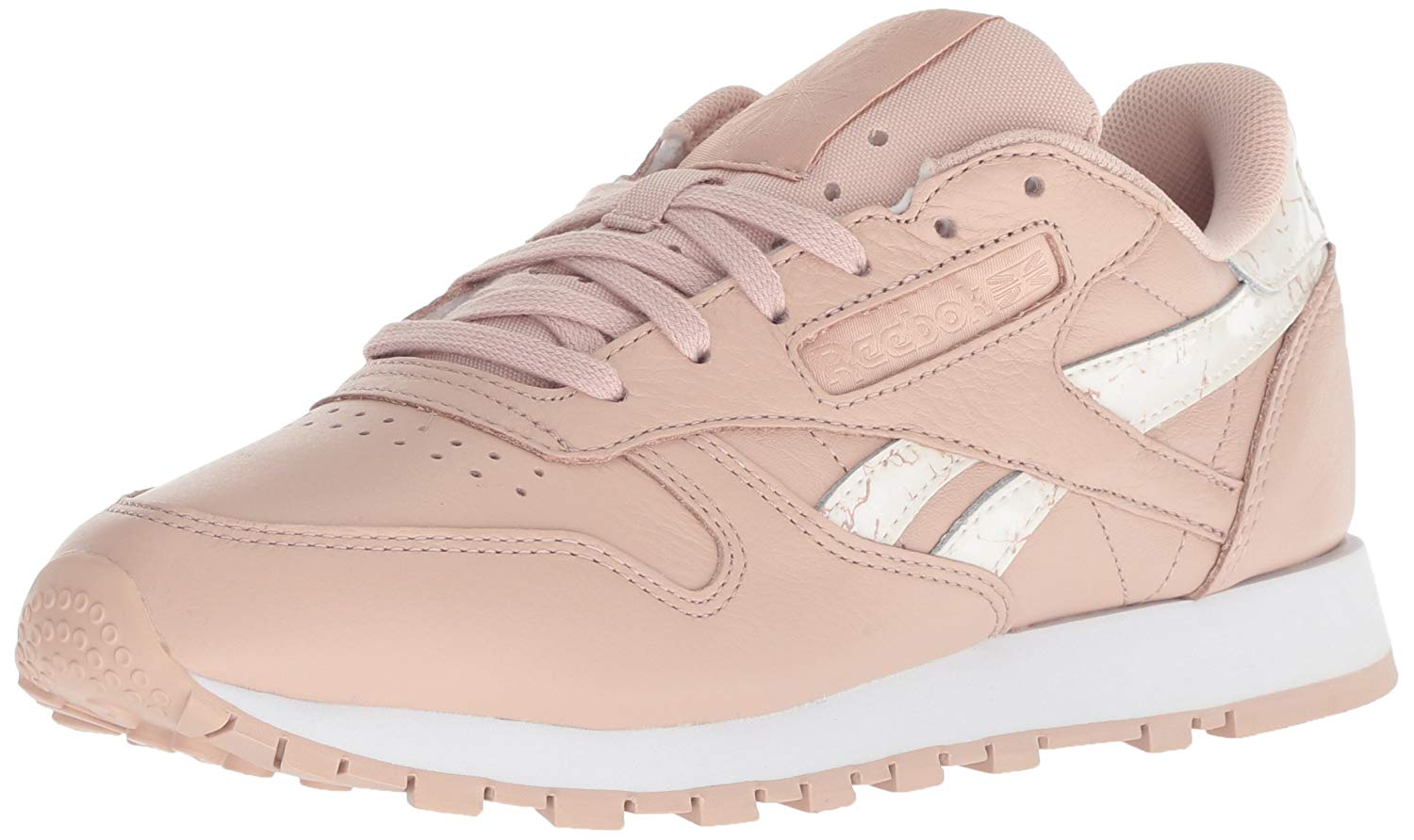 Reebok Women's Classic Leather Walking Shoe, SidestripesBare Beige/wh
