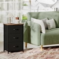 thumbnail image 4 of Eunos Nightstand with Removable Fabric Storage, 3 Drawer Small Dresser for Bedroom Hallway, Black Rustic Brown, 4 of 7