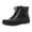 Black, variant on HEWUQI Women’s Leather High Top Ankle Boots Lace up Side Zipper Flat Booties Casual Lightweight Walking Short Shoes Black Size 9