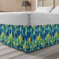 thumbnail image 1 of Fruit Bed Skirt, Lemons and Leaves Pattern in Cartoon Style on Background Geometric Shapes, Elastic Bedskirt Dust Ruffle Wrap Around for Bedding Decor, 4 Sizes, Yellow and Multicolor, by Ambesonne, 1 of 2