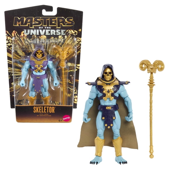 Masters of the Universe Skeletor Action Figure Toy, 5.5 Inch Posable with Cape, Alcala Face
