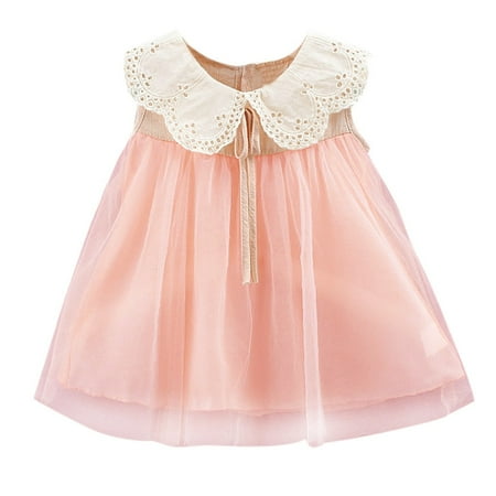 

Girls Dresses Sleeveless Fashion Dress Casual Print Pink 100