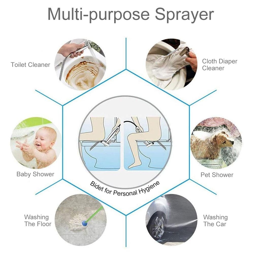 Sanheshun Hand Held Bidet Sprayer Stainless Douche Shattaf Shower Head Hose Kit Toilet Cleaner UNS7/8
