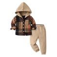 thumbnail image 3 of Daiosportswear Toddler Boys Button Down Plaid Hoody with Joggers Sweatpants 2 Piece Outfit Sweatsuit Sets for 3-9 Years Multicolor-E, 3 of 6
