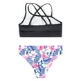 thumbnail image 4 of CHICTRY Girls 2-Piece Swimsuit Crop Top with Bikini Briefs Bathing Suit Beach Wear Black&White Flowers 10, 4 of 5