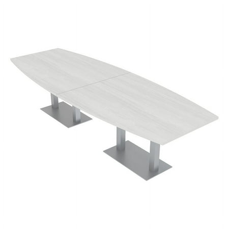 UPC: 0684500159248 | 10 Person Boat Shaped Conference Table w Rectangle Metal Base 10  White Cypress