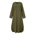 thumbnail image 4 of LLYwey Fall Floral Dresses for Women 2024 Casual Loose V-Neck Pullover Long Sleeve Color Pocket Long Dress New T-Shirt Dresses Green Xxl, 4 of 7