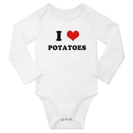 

I Heart Potatoes Love Food Baby Long Rompers (White 18-24 Months)