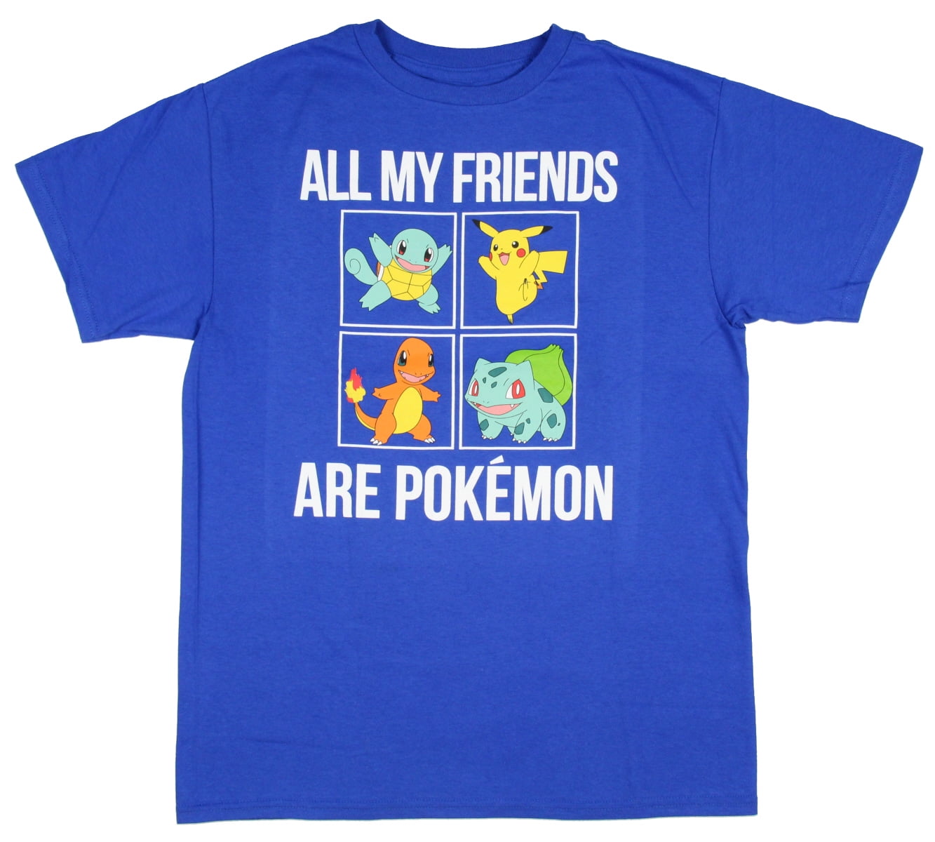 Boys Pokemon T-Shirt Pikachu Charmander Squirtle Bulbasar Age 7-12 Years Grey