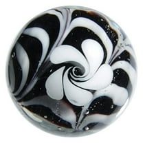 Big Game Toys~22mm (7/8") Hocus Pocus Hand Made Art Glass Marble Black/White Flower Swirl