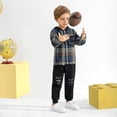 thumbnail image 4 of Kids Toddler Boy Clothes Flannel Plaid Hoodied Tops + Casual Pants Boys Fall Winter Outfits, 4 of 7