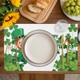 thumbnail image 4 of Happy St. Patrick's Day Placemats Set of 4, Cartoon Green Elf Lucky Shamrock Placemats for Dining Table, Place Mats for Kitchen Tabletop, Waterproof Wipeable Dining Table Mats Set, 4 of 9