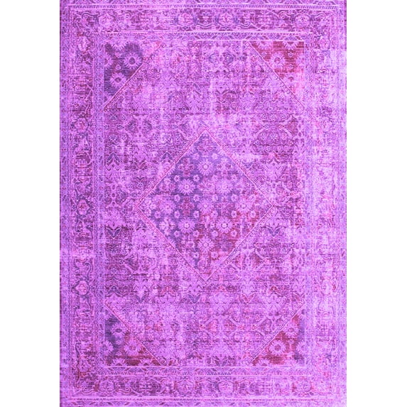 Ahgly Company Indoor Rectangle Abstract Purple Contemporary Area Rugs, 6' x 9'