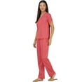thumbnail image 3 of Stylore Two Piece Pajamas Set Soft Short-Sleeve Top Pants Loungewear Red L, 3 of 6