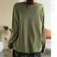 thumbnail image 4 of RWJDXD Printemps Automne Nouveau T-shirt à Col Rond Mode à Manches Longues pour Femmes Style Rue Décontracté Ample à Boutons Chandails Élégant Haut Uni, 4 of 5
