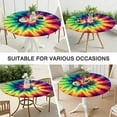 thumbnail image 7 of Rainbow Tie Dye Mandala Pattern Round Fitted Tablecloth with Elastic Edge,Dining Table Cover Waterproof,Outdoor Round Tablecloth for Camping,Dining,Indoor and Outdoor, 7 of 7