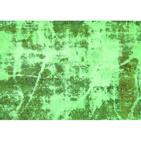 Ahgly Company Indoor Rectangle Abstract Green Modern Area Rugs, 2' x 5'