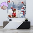 thumbnail image 4 of Hello Winter Abyssinian Football Snowman Welcome Snowy Morning Tapestry Cat Lover Kitten Owner Gifts Wall Hanging Backdrop Home Decor - 01012, 4 of 5