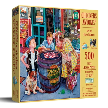 SUNSOUT INC - Checkers Anyone? - 500 pc Jigsaw Puzzle by Artist: Susan Brabeau - Finished Size 20" x 27" - MPN# 44411