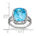 thumbnail image 2 of Sterling Silver Rhodium Checker-Cut Blue Topaz Ring - Size 7, 2 of 2