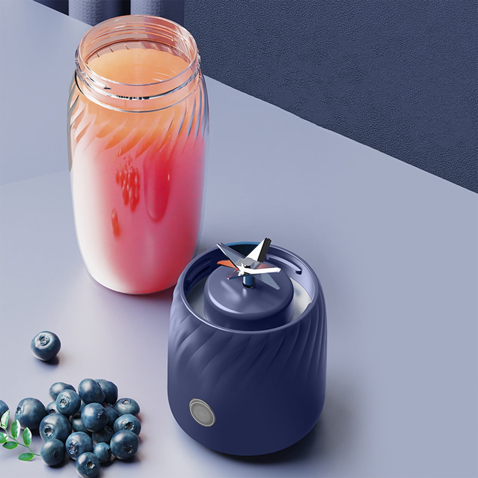 USB Rechargeable Portable Blender Juicer 350ml 6-Blade Mini Fruit Juicer for Shakes Smoothies Travel Outdoor Blue