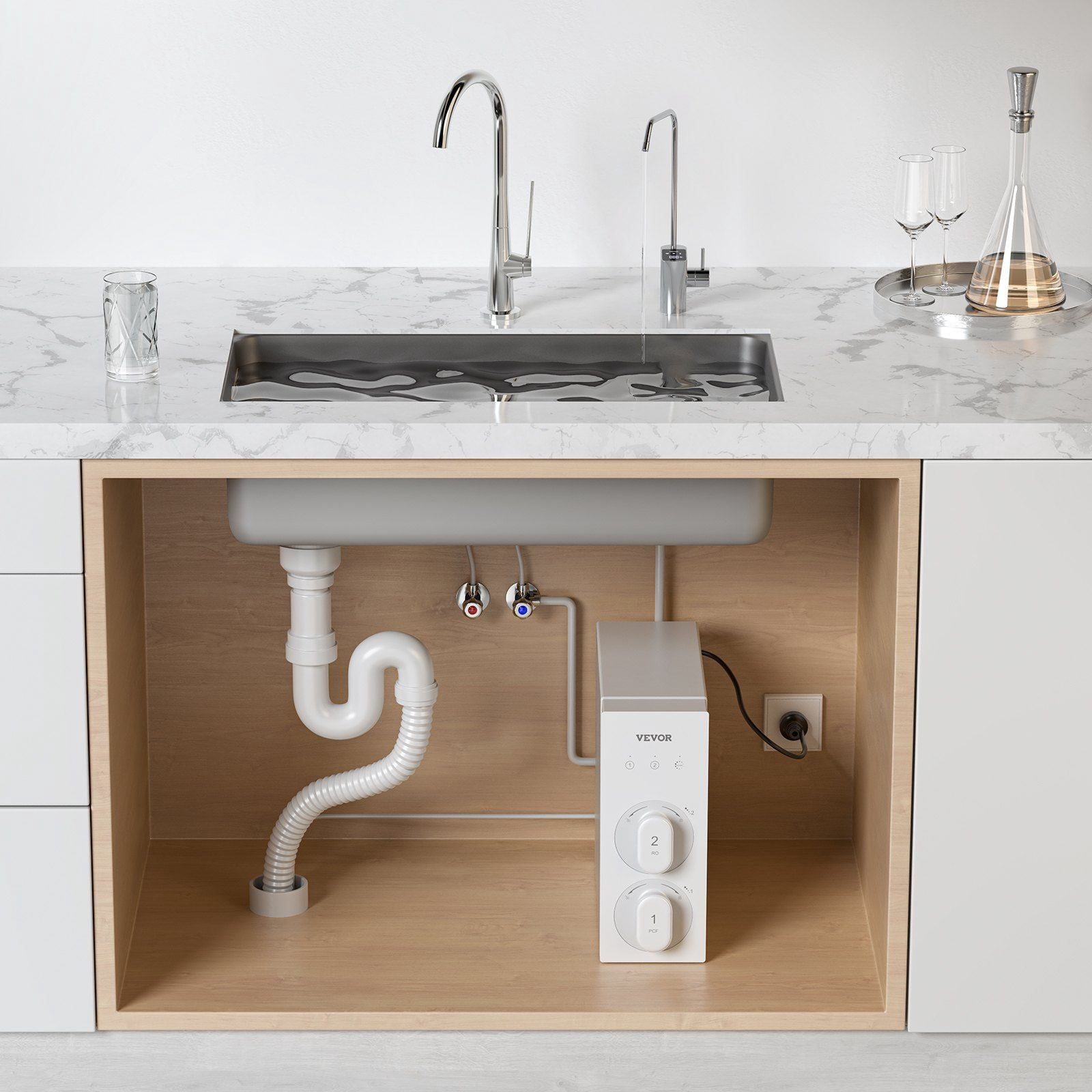 Reverse Osmosis System 800 GPD 8-stage Tankless Under Sink Water Filter System